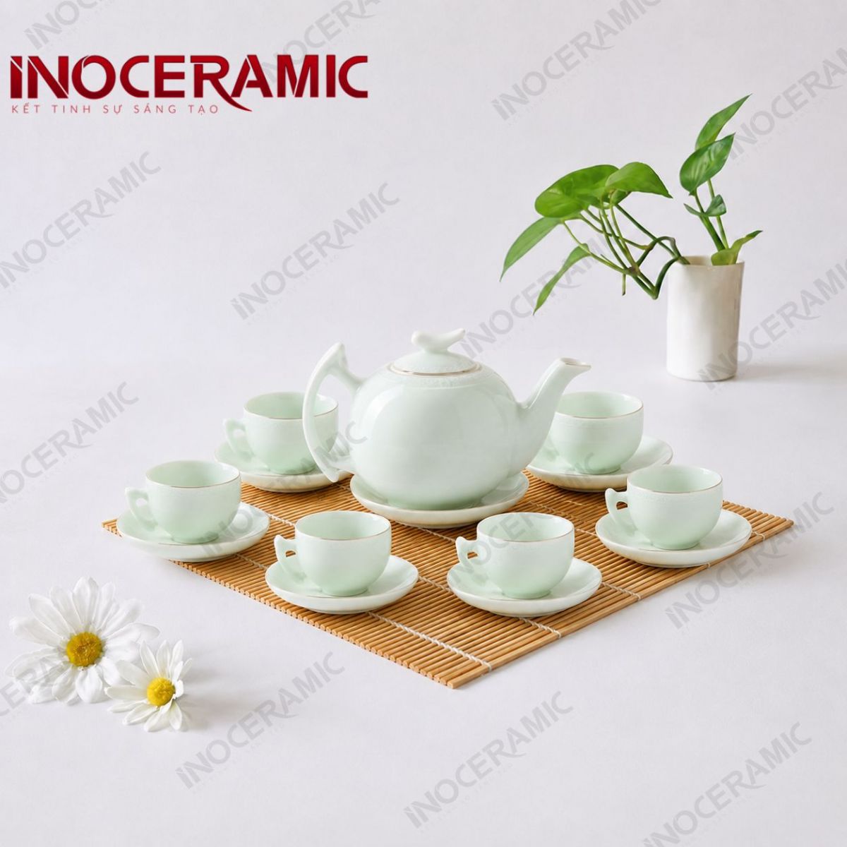 Bộ ấm chén trà bưởi cành