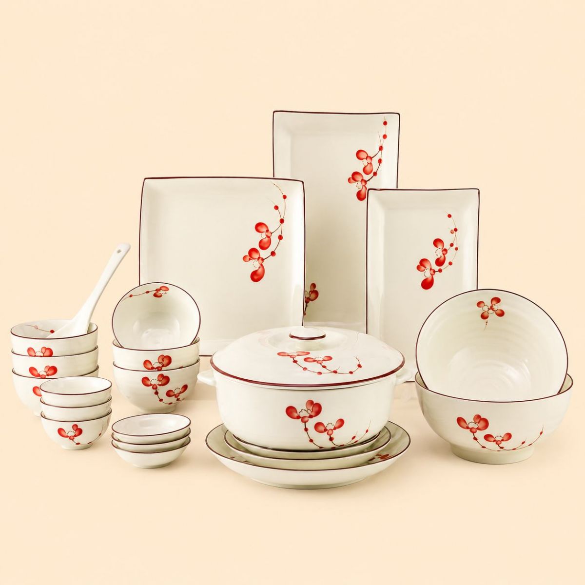 Bộ bát đĩa Hoa Phượng