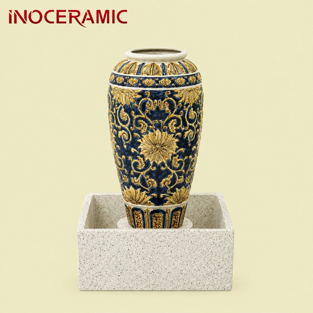 Lu Nước Trang Trí Sân Vườn Men Xanh
