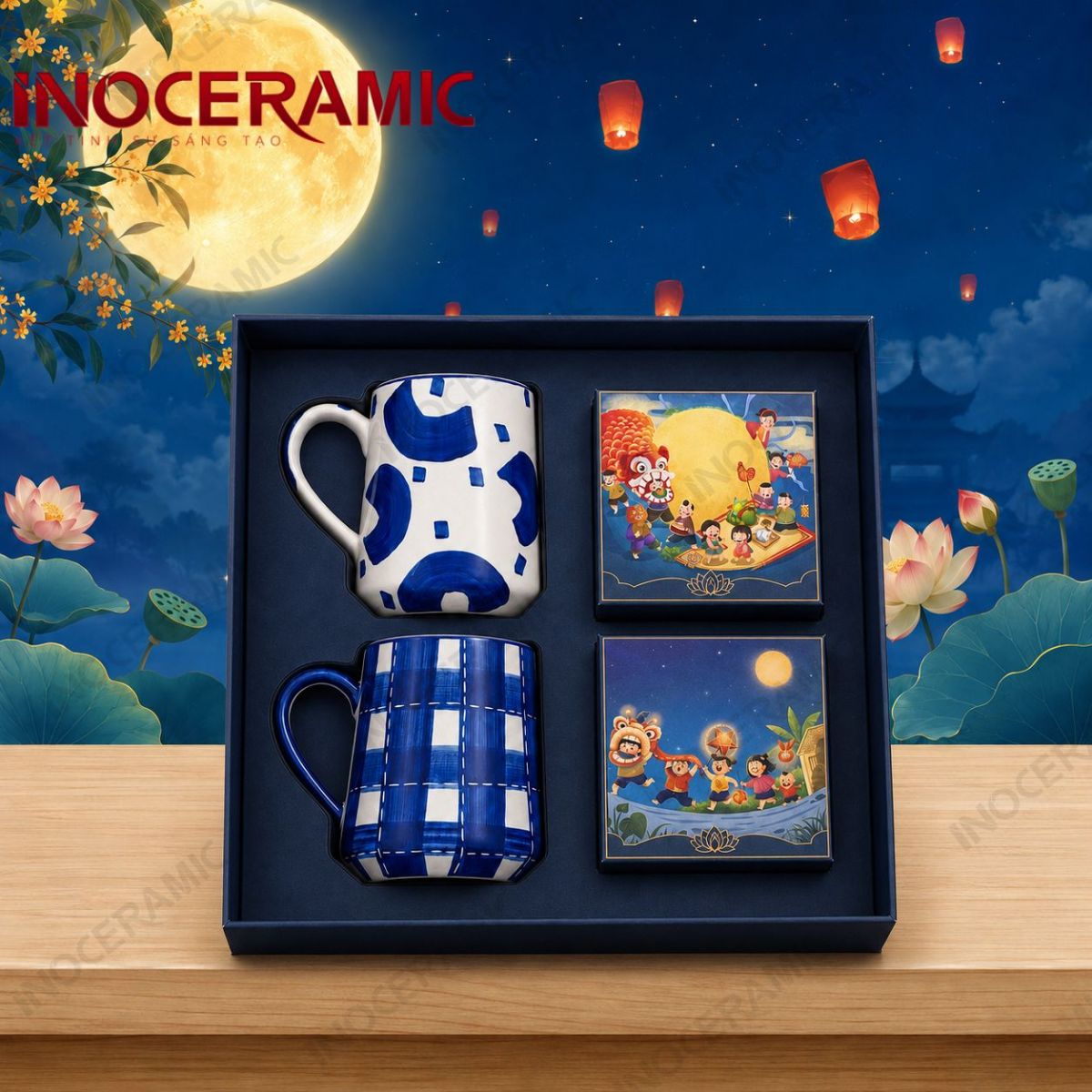 Giftset Song Cốc Nguyệt Vui - Quà tặng trung thu