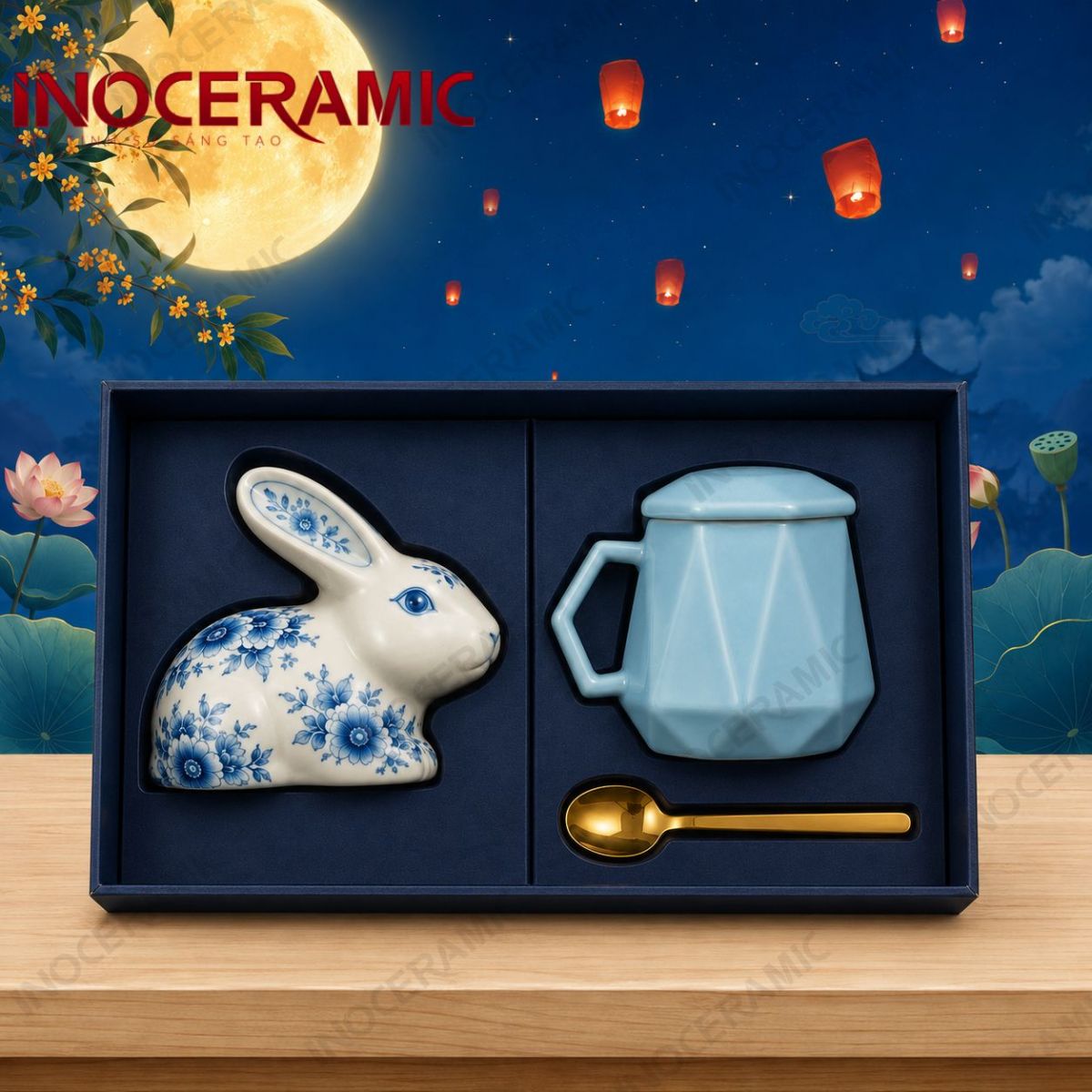 Giftset Lam Sứ Nguyệt Ca - Quà tặng trung thu