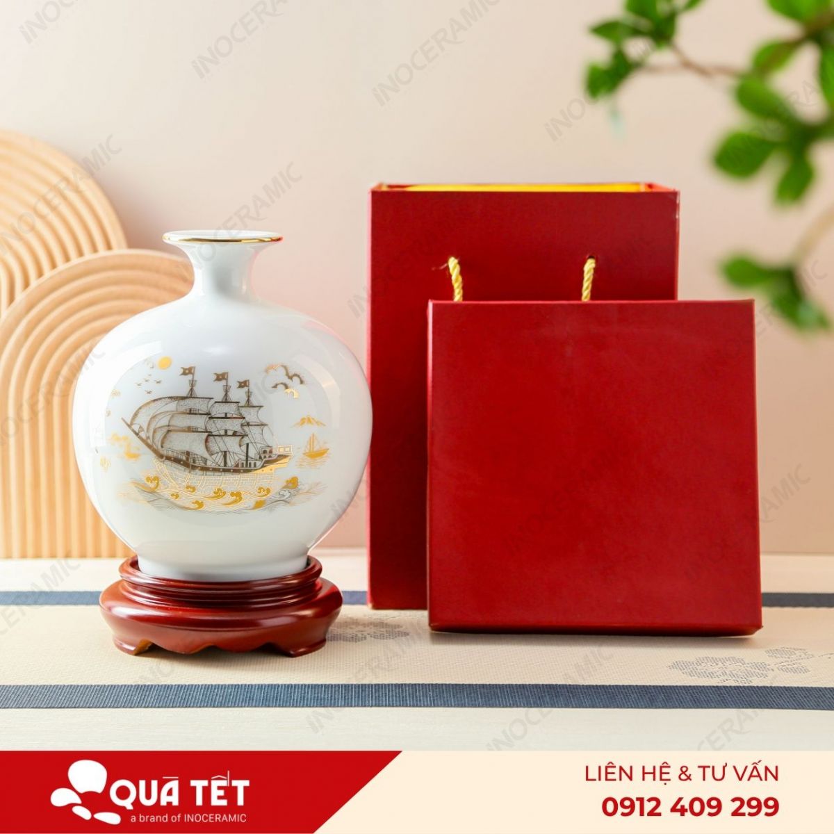 Bình hút lộc Thuận Buồm Kẻ Vàng