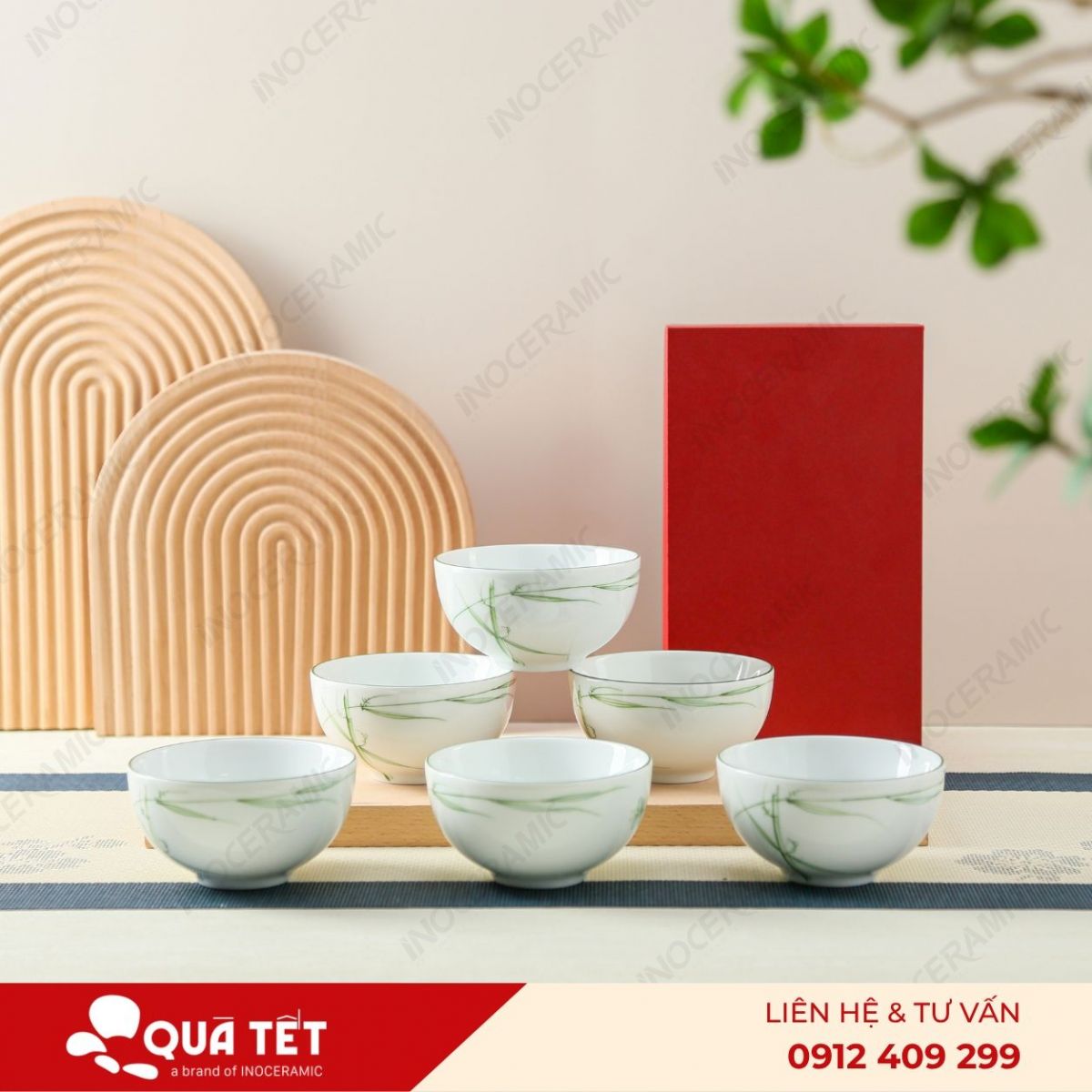 Bộ 6 chén cơm Lan Chi Xanh