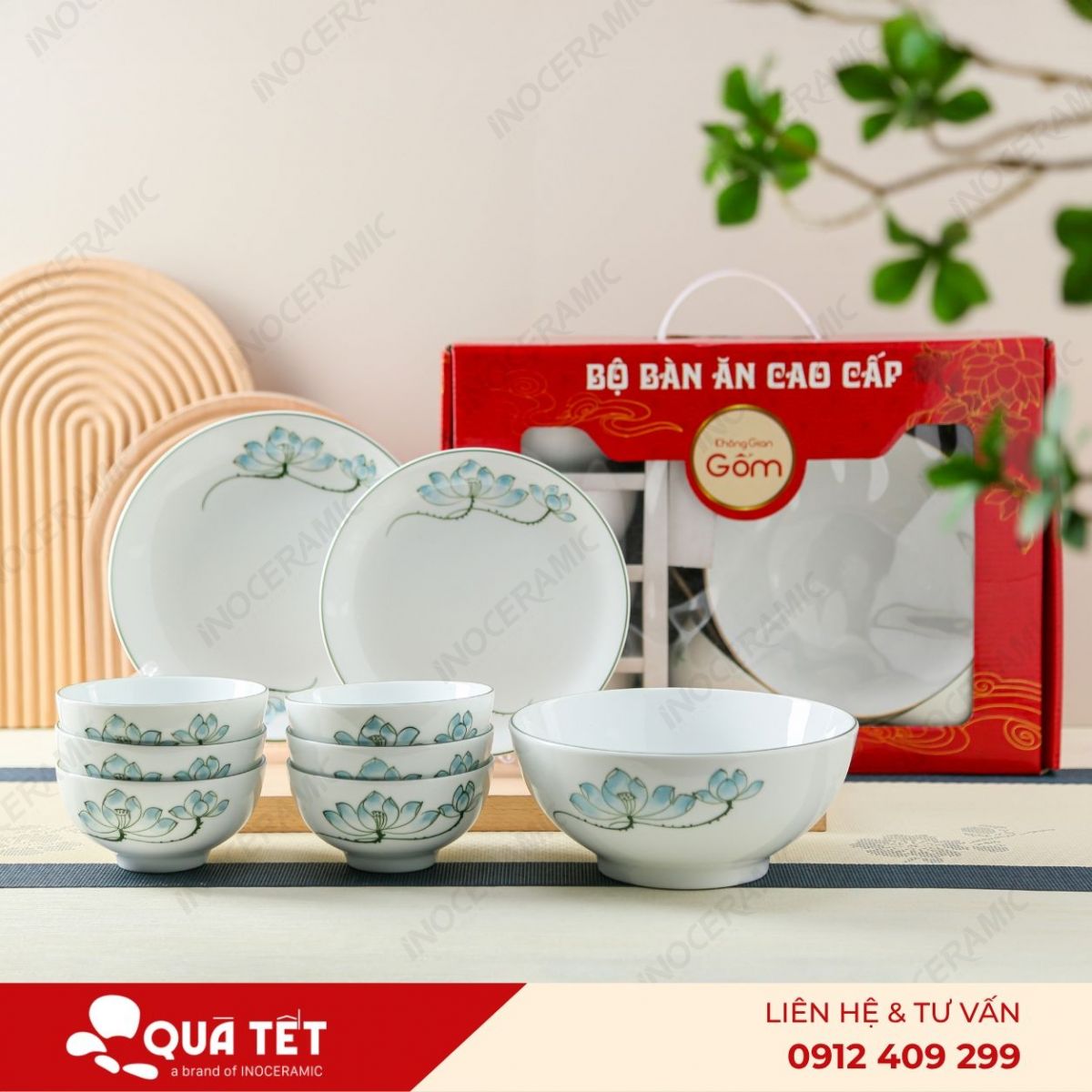 Bộ 9 món hoa Sen Xanh