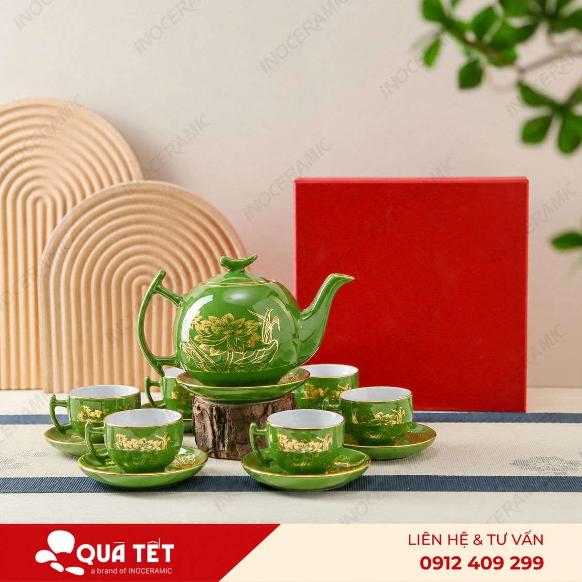 Bộ ấm trà Bưởi Cành Sen Vàng - anh chi tiet 2