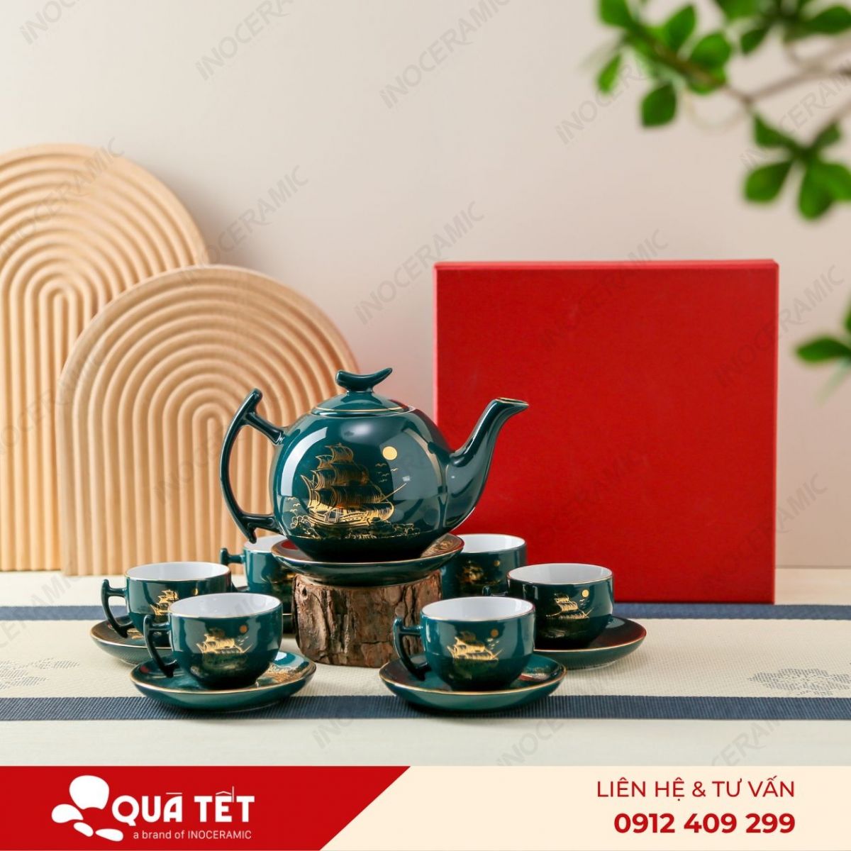 Bộ ấm trà Bưởi Cành Thuận Buồm