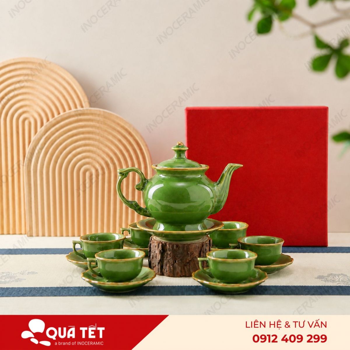 Bộ ấm trà Đài Các men lục hoả biến - anh chi tiet 2