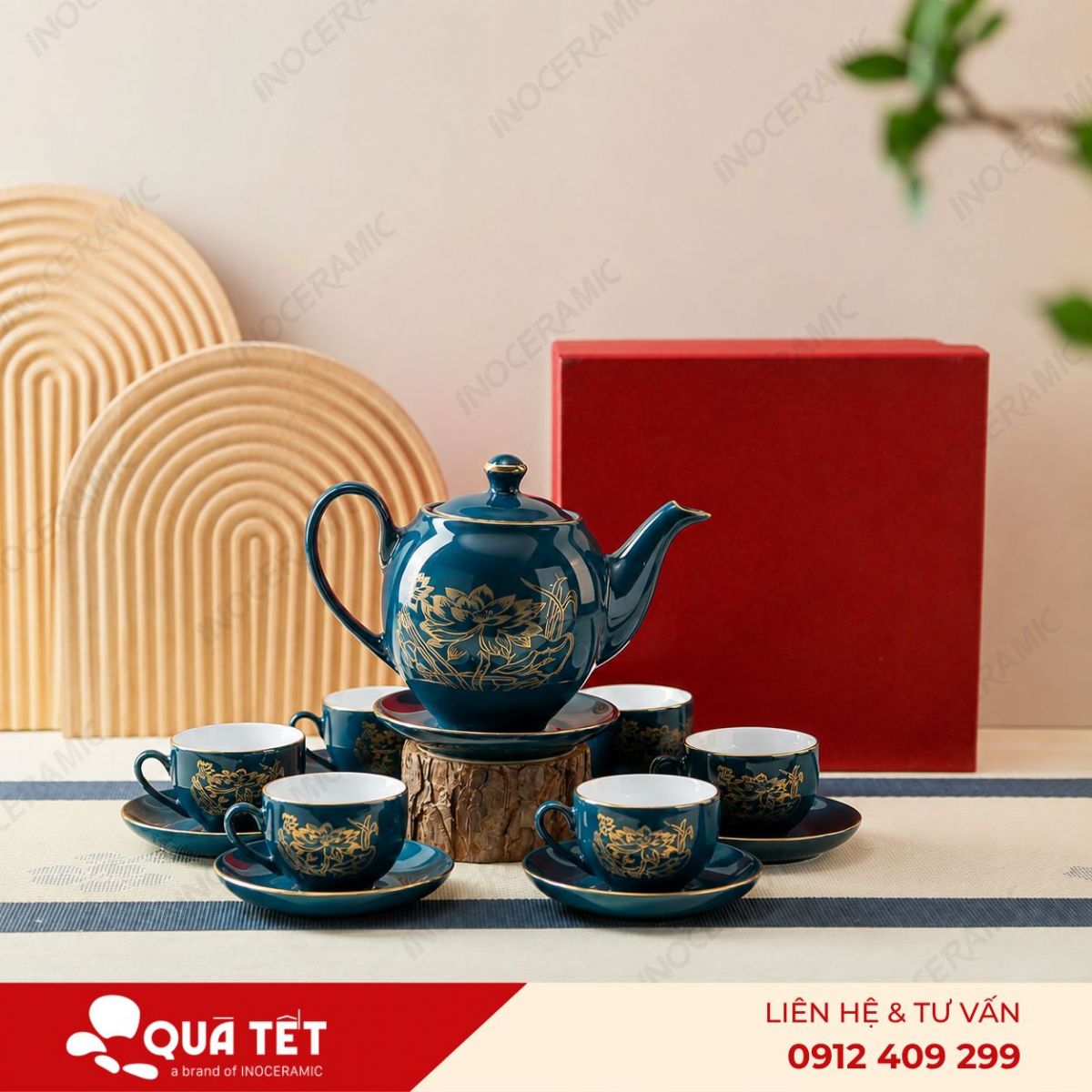 Bộ ấm trà dáng Minh Long Sen Vàng - anh chi tiet 3