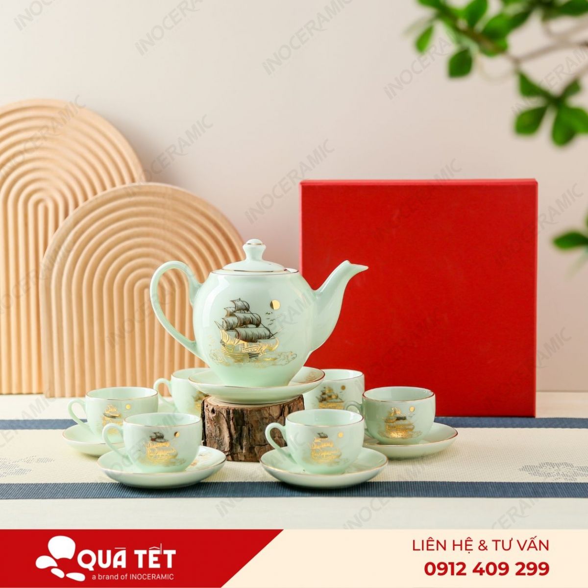 Bộ ấm trà dáng Minh Long Thuận Buồm