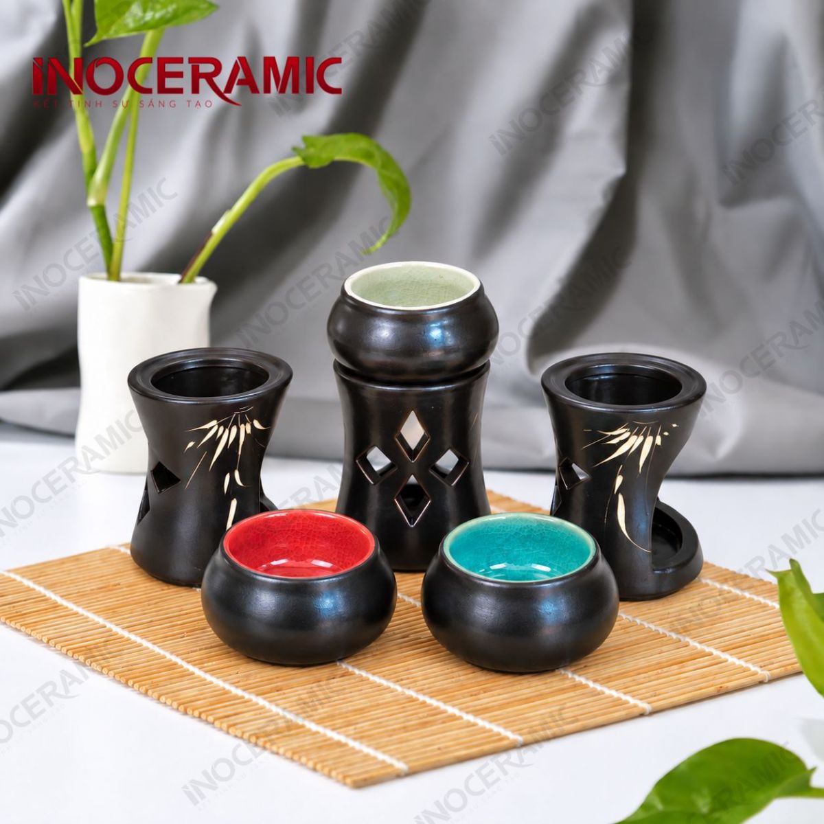 Bộ đèn xông tinh dầu Trúc Ảnh
