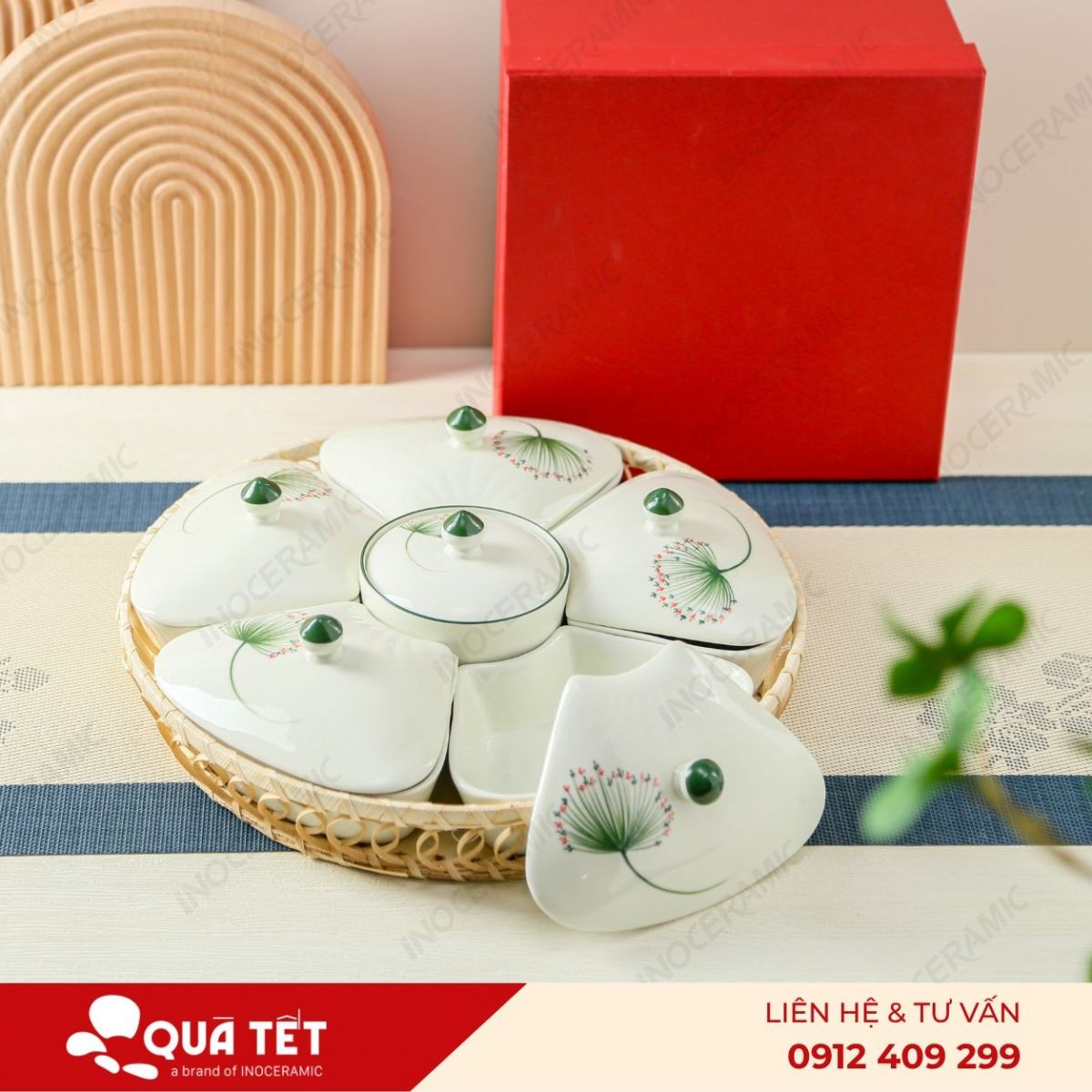 Bộ khay hũ mứt 6 món hoa Bồ Công Anh - anh chi tiet 3