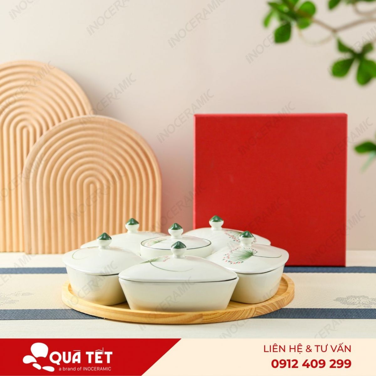 Bộ khay hũ mứt 6 món hoa Bồ Công Anh - anh chi tiet 4