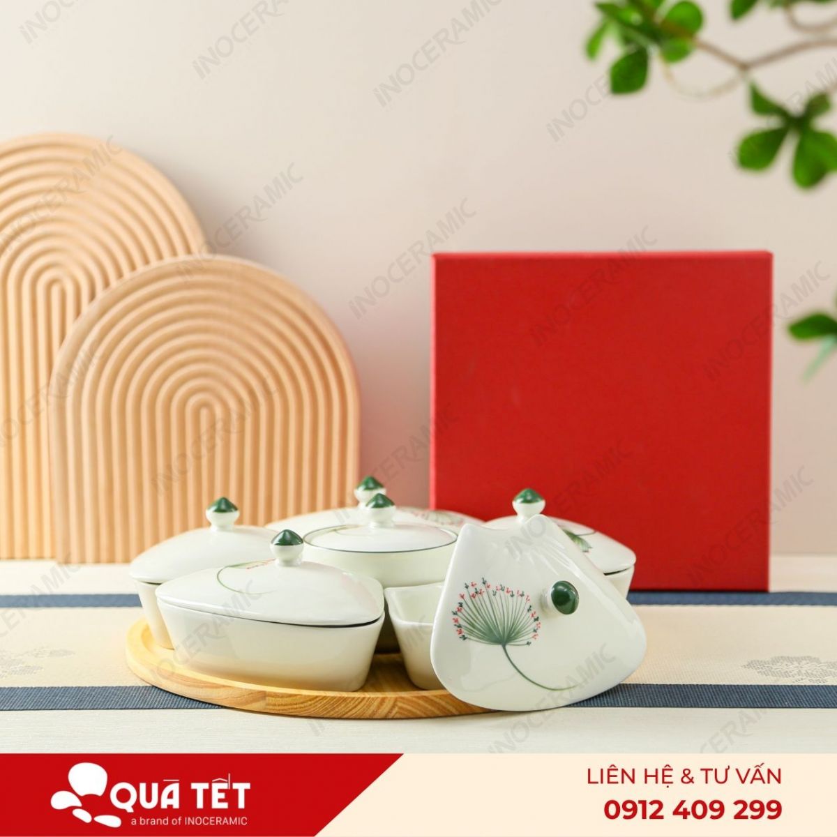 Bộ khay hũ mứt 6 món hoa Bồ Công Anh - anh chi tiet 5