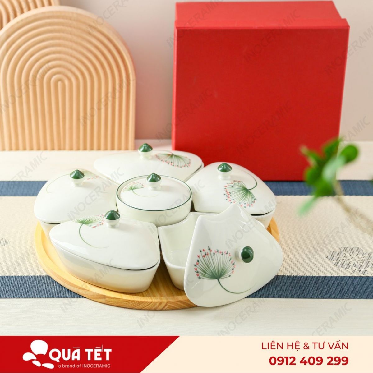 Bộ khay hũ mứt 6 món hoa Bồ Công Anh - anh chi tiet 6