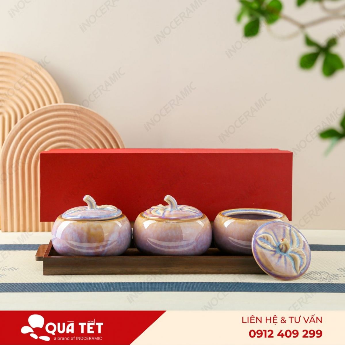 Bộ khay hũ mứt quả hồng 3 món men hồng hoả biến - anh chi tiet 2