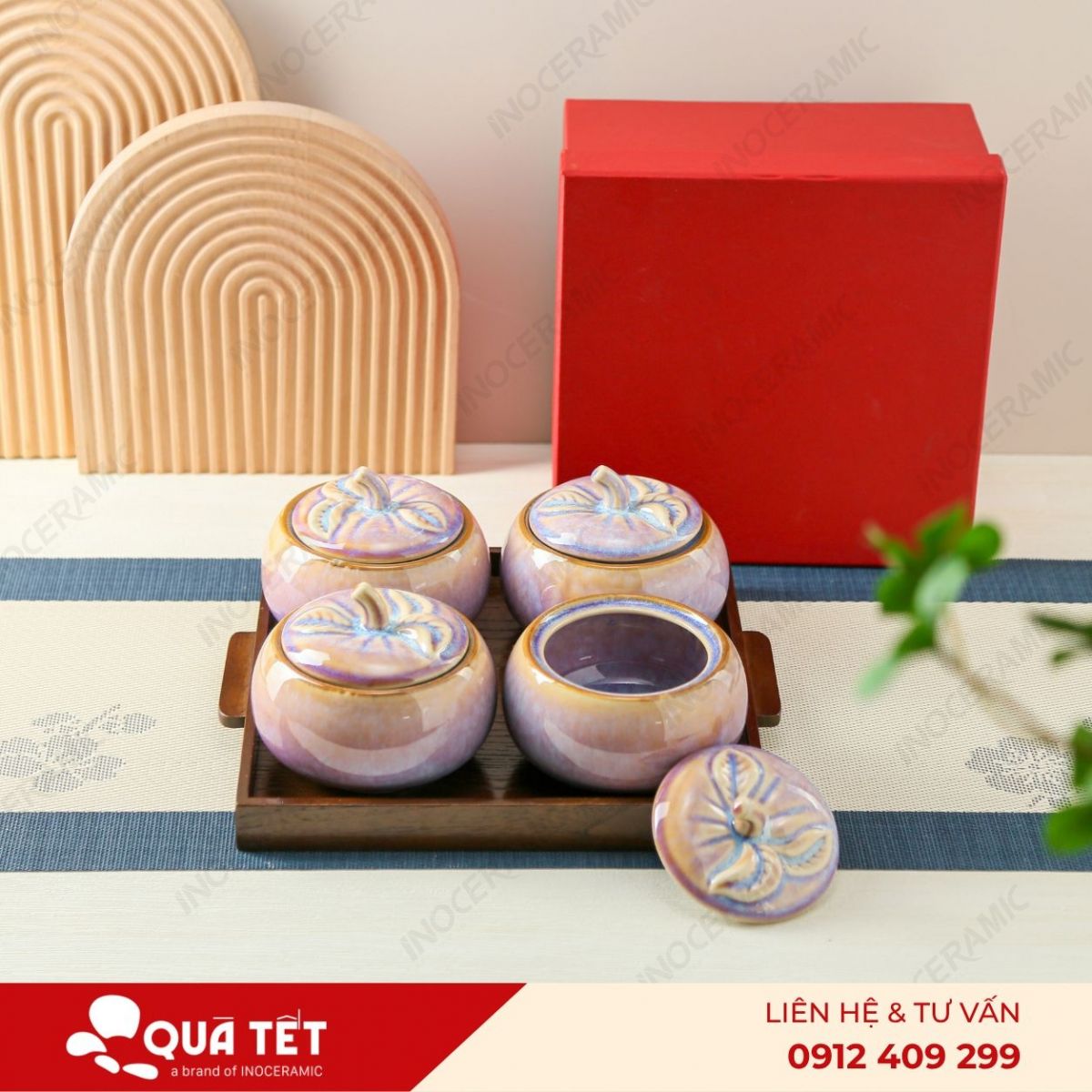 Bộ khay hũ mứt quả hồng 4 món men hồng hoả biến - anh chi tiet 3