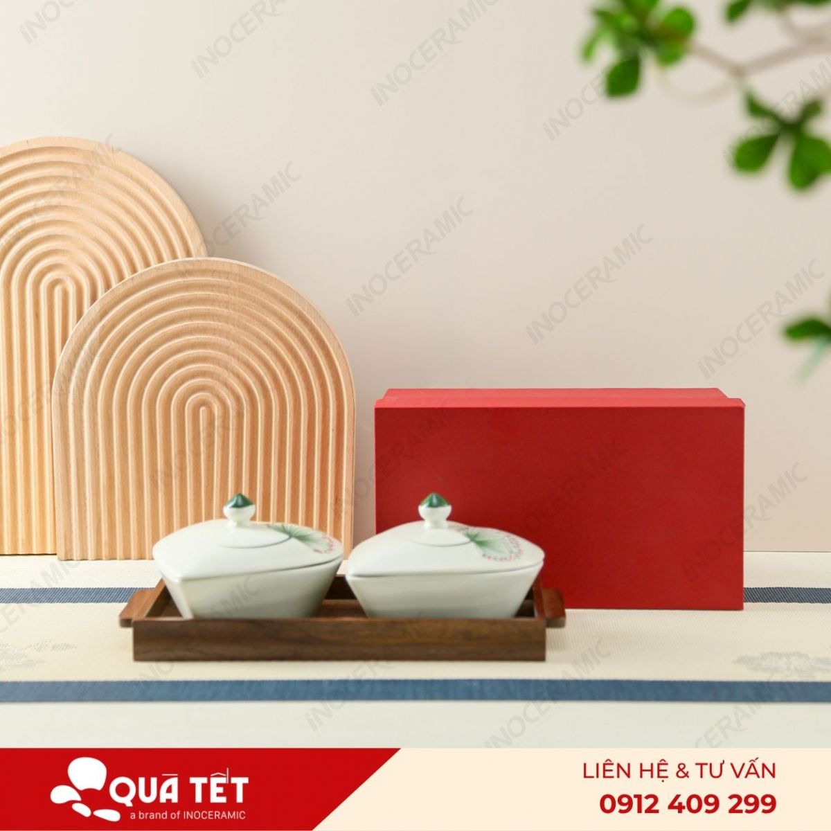 Bộ khay hũ mứt trái tim 2 món hoa Bồ Công Anh