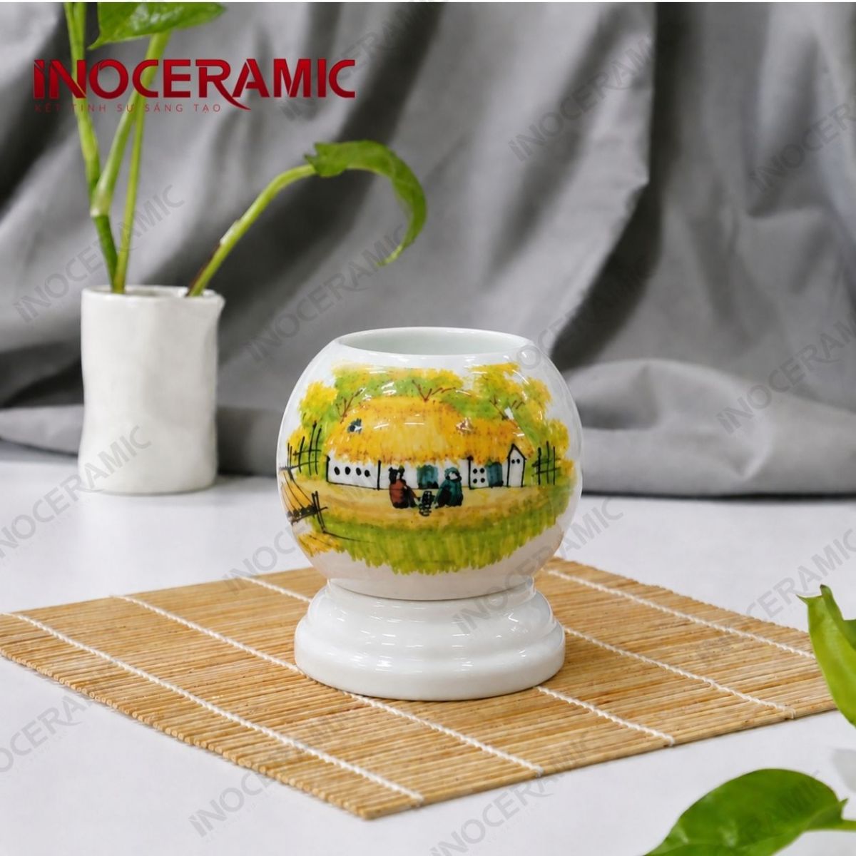 Đèn xông tinh dầu điện Làng Thu