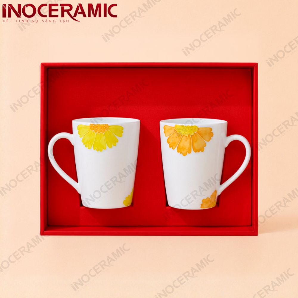 Giftset 2 ly sứ Hoàng Cúc Ánh Dương