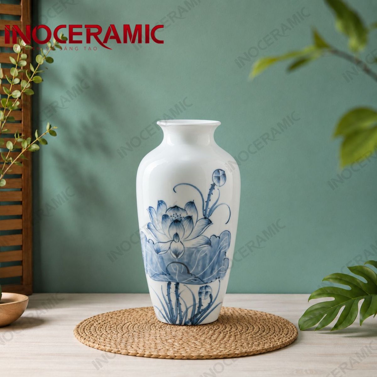 Lọ hoa vẽ thanh liên cổ ngọc