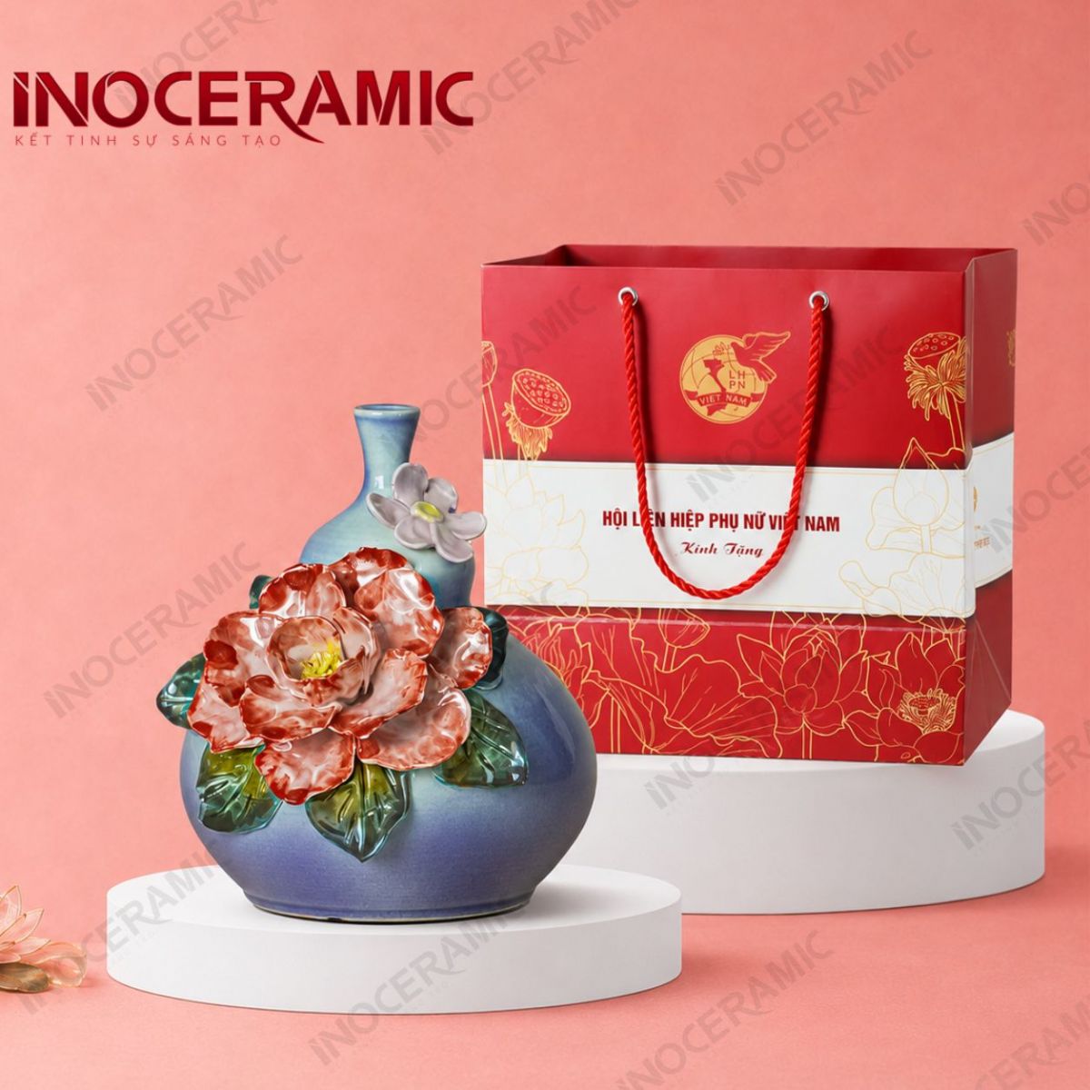 Bình hút lộc hồ lô mini hoa đắp nổi - Quà tặng phụ nữ - anh chi tiet 2