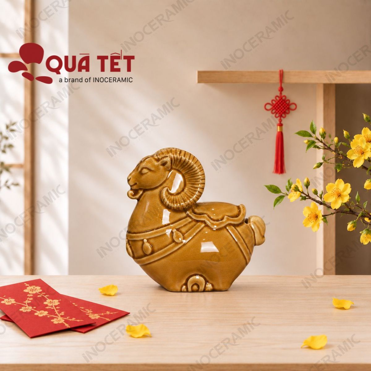 Tượng dê Bát Tràng Hoàng Dương Phú Quý | Quà tặng đối tác