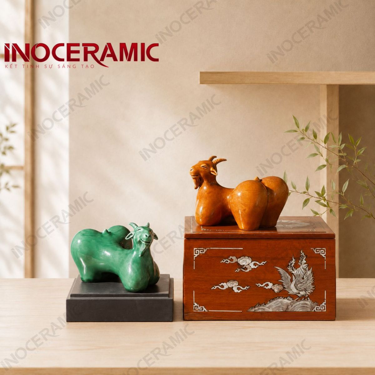 Tượng dê Bát Tràng Kim Dương Bảo An | Quà tặng đối tác