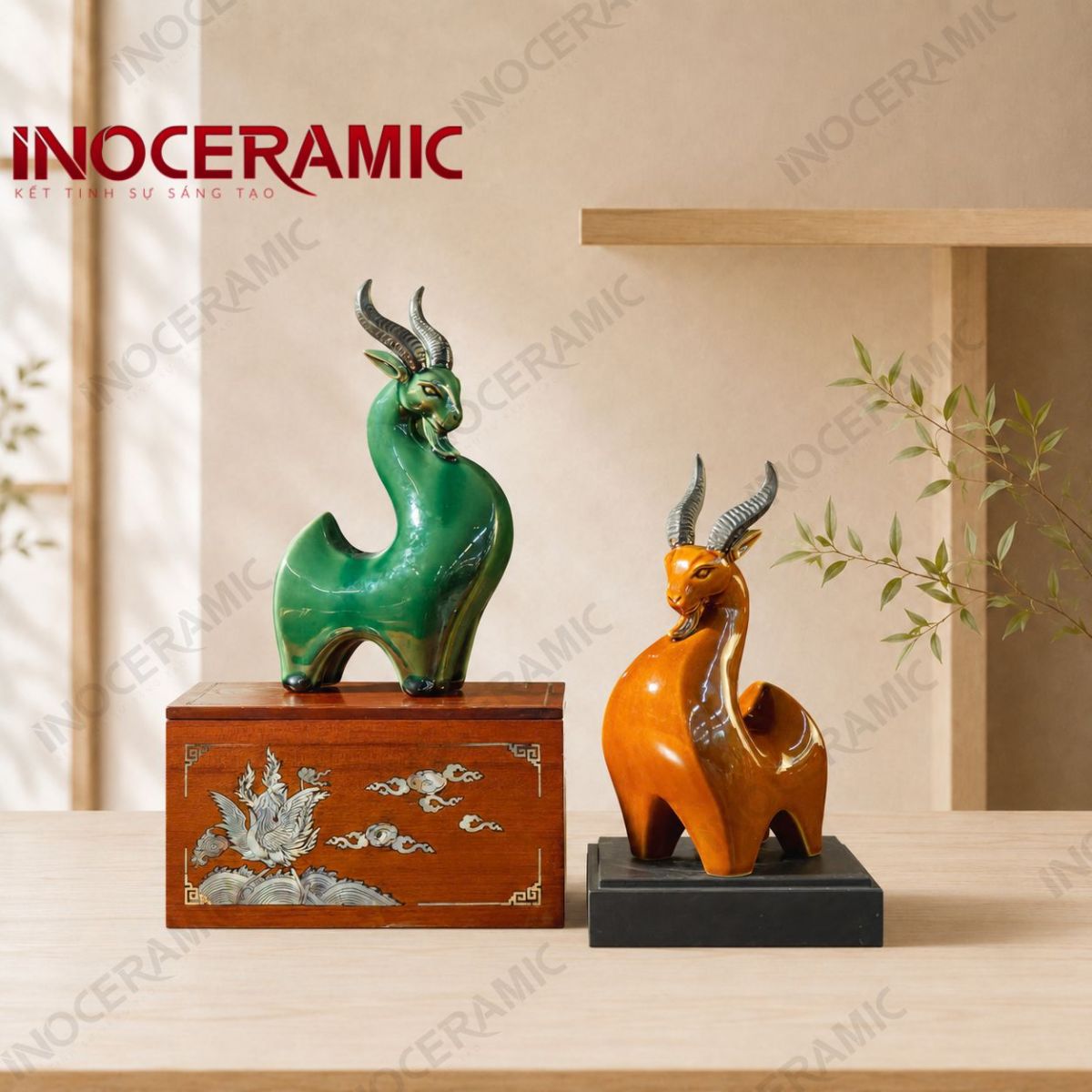 Tượng dê gốm sứ Sơn Dương Đại Cát | Quà tặng phong thủy