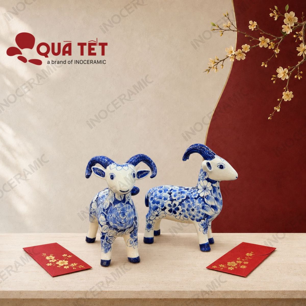 Tượng dê phong thủy Song Dương Thịnh Vượng | Quà tặng đối tác