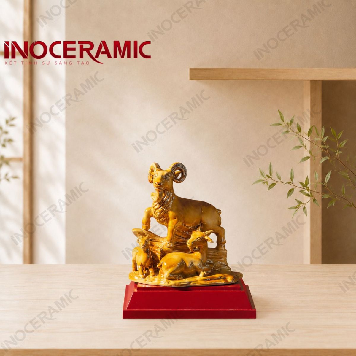 Tượng dê gốm sứ Tam Dương Thịnh Phúc | Quà tặng khách hàng