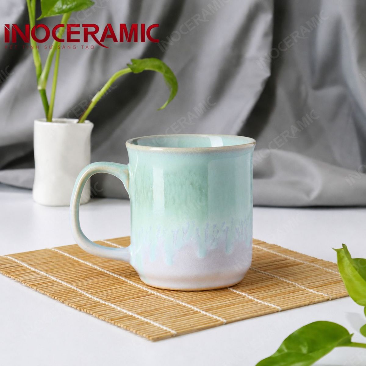 Cốc (Ly) trụ miệng loe quai vuông