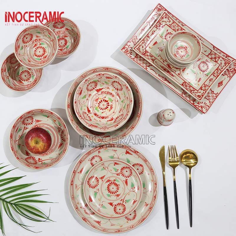 Bộ Bàn Ăn Cúc Rạn Đỏ