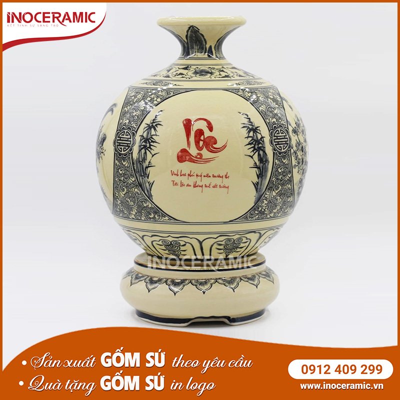 Bình Hút Lộc Hoa Văn Vẽ Vàng Đẹp