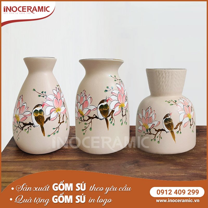 Xưởng cung cấp và sản xuất dòng sản phẩm lọ hoa Bát Tràng in logo làm quà tặng