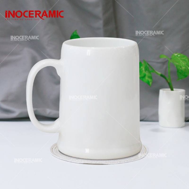 Ly cốc uống bia bằng gốm sứ men nâu mộc mạc phong cách vintage thời thượng