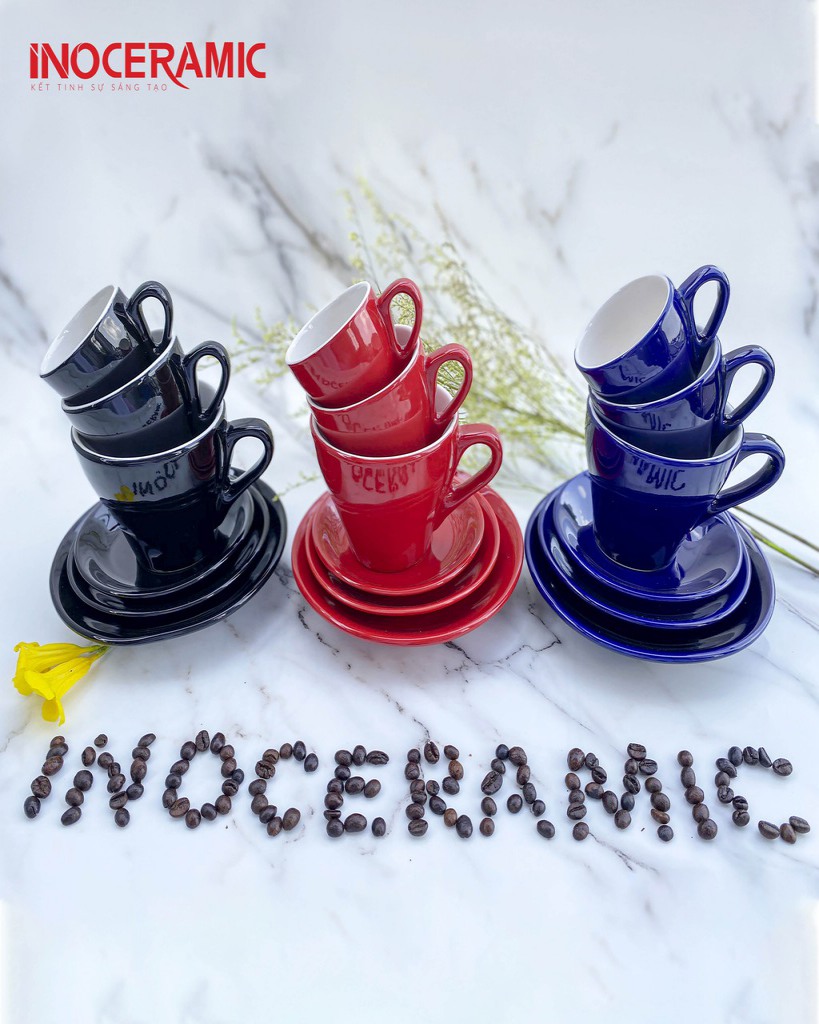 Các mẫu ly cốc sứ màu chuyên dụng phục vụ các dòng cafe máy espresso