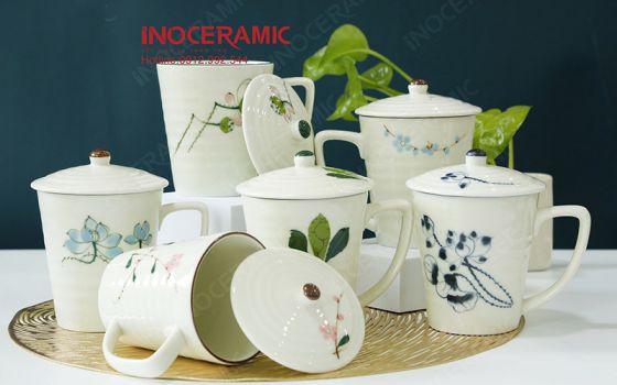 Các kiểu dáng ly sứ trắng trơn đa dạng kích thước tại xưởng Sản Xuất Ấm Chén