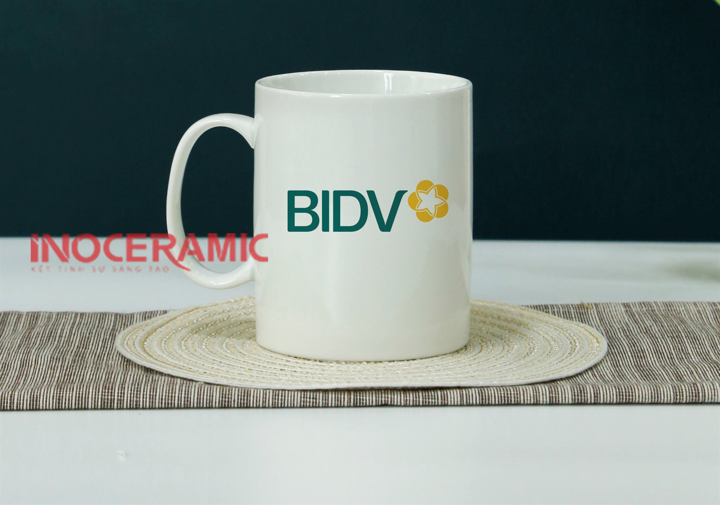 In logo trên ly sứ hình ảnh CHẤT LƯỢNG kỹ thuật chế tác chính xác