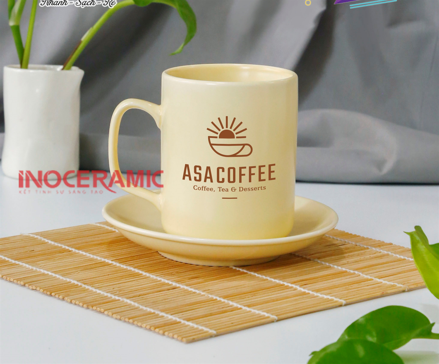 In logo trên ly sứ hình ảnh CHẤT LƯỢNG mực in an toàn thực phẩm