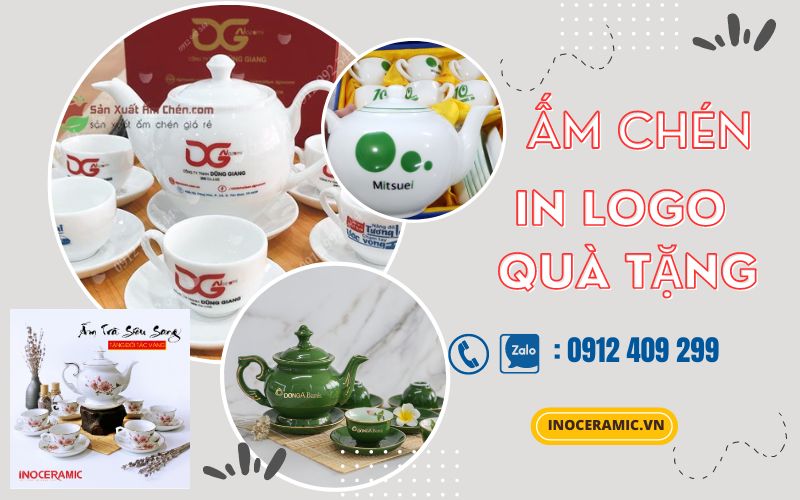Ấm chén in logo quà tặng số lượng lớn [ GIÁ RẺ ]