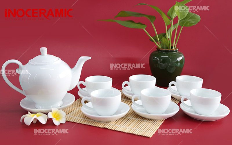 Bộ Trà Camelia Sứ Trắng - anh minh hoa