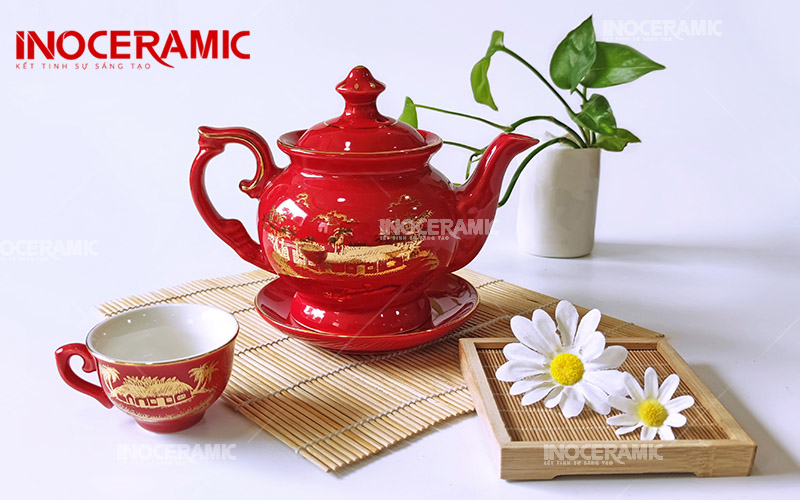 ấm chén ấm trà in logo đẹp
