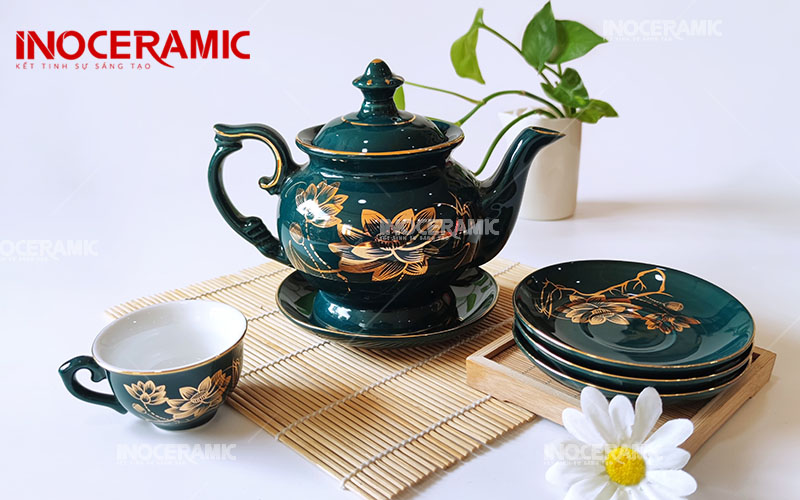 Bộ Trà Đài Cát Xanh Ngọc Sen Vàng - anh minh hoa 2