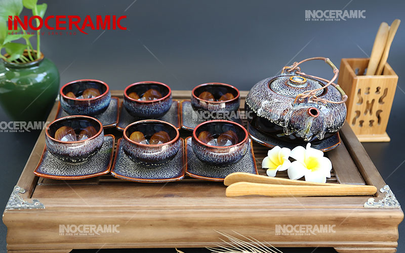 Bộ Trà Hỏa Biến Giang Tây - Gốm sứ Bát Tràng