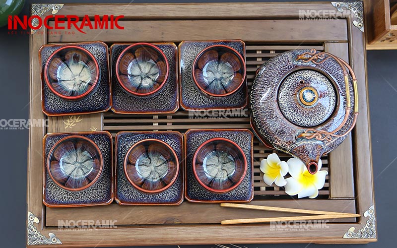 Bộ Trà Hỏa Biến Giang Tây - Gốm sứ Bát Tràng