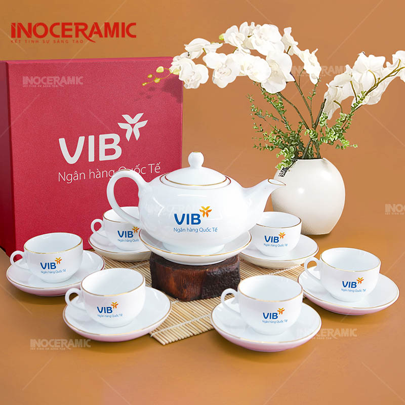 Ấm Chén In Logo VIB