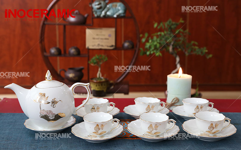 Bộ Trà Mẫu Đơn Hoa Sen Vàng - anh minh hoa