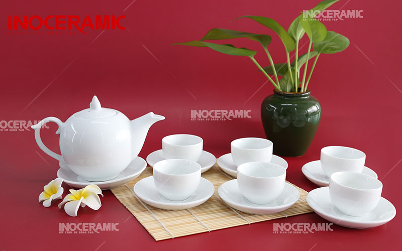 Bộ Trà Ngọn Lửa Sứ Trắng - anh minh hoa
