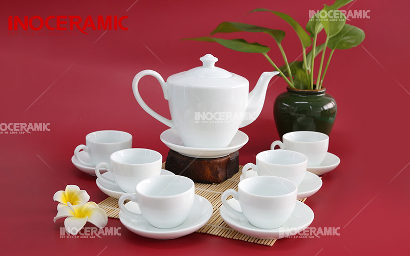 Bộ Trà Vai Vuông Sứ Trắng - anh minh hoa 2