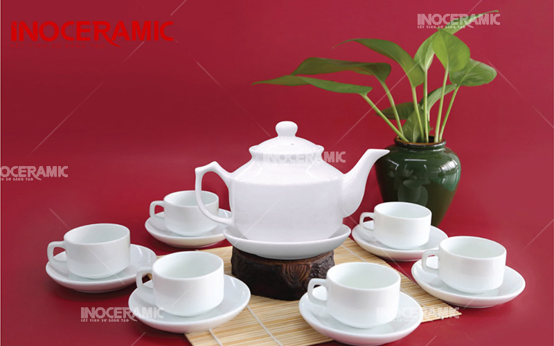 Bộ Trà Vuông Thấp Trắng - anh minh hoa